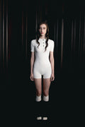 Button Front Romper — Cream