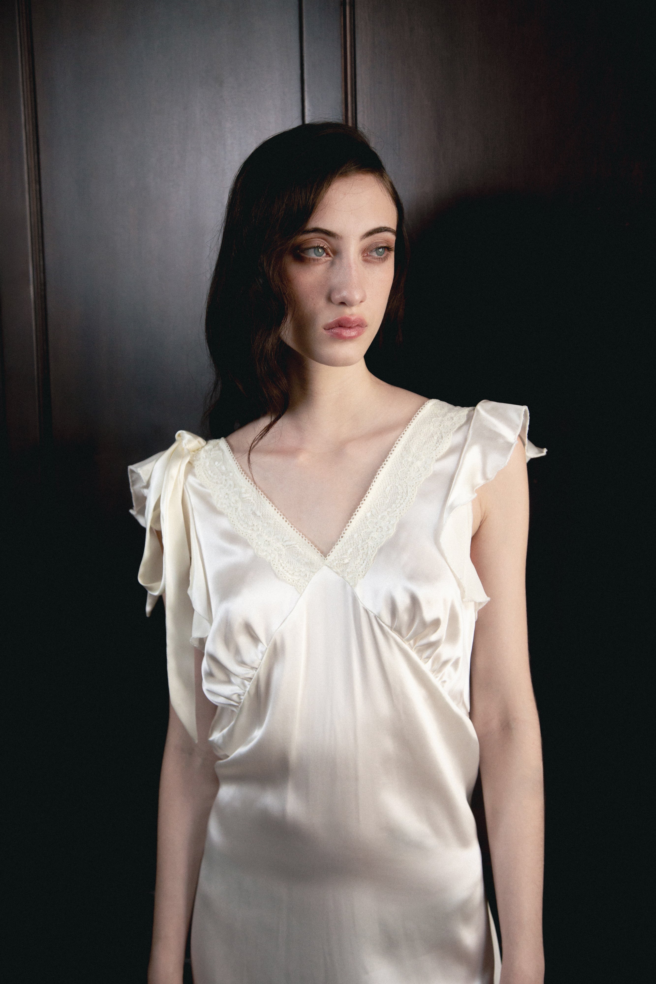 Nocturne — Lace Silk Dress Cream