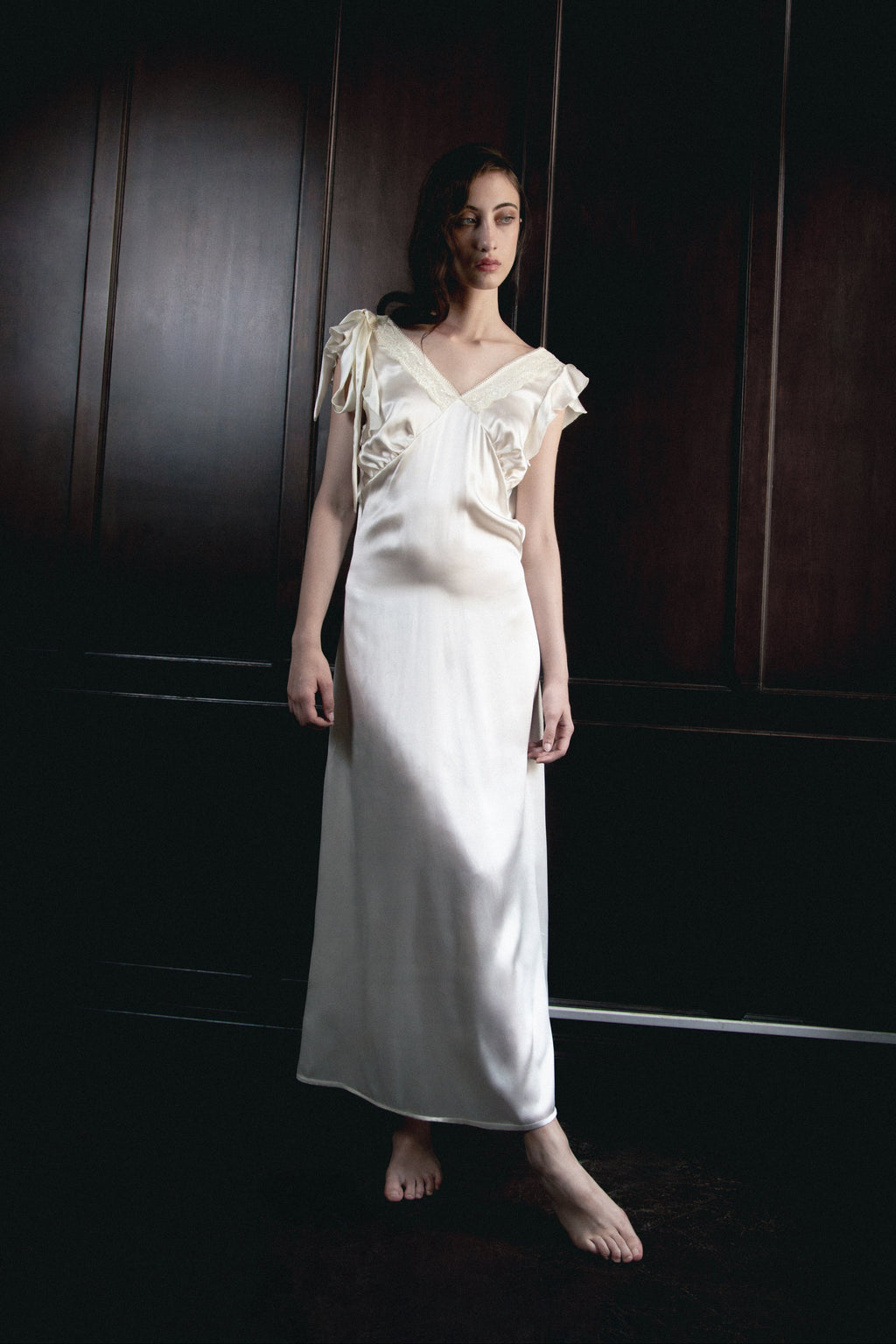 Nocturne — Lace Silk Dress Cream